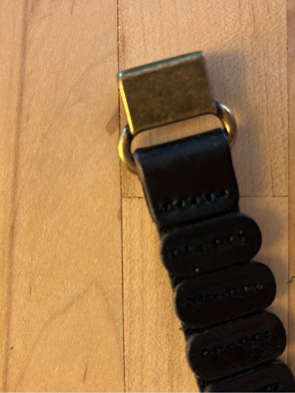 Black Elastic Belt with Leather Accents - Picture 6 of 6